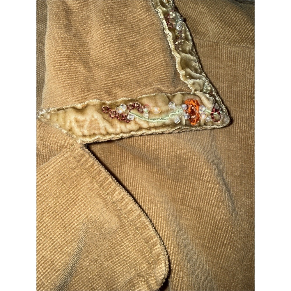 Corduroy Blazer M Embroidered Beaded Trim Six Degrees Of Separation Retro Boho - Picture 3 of 6